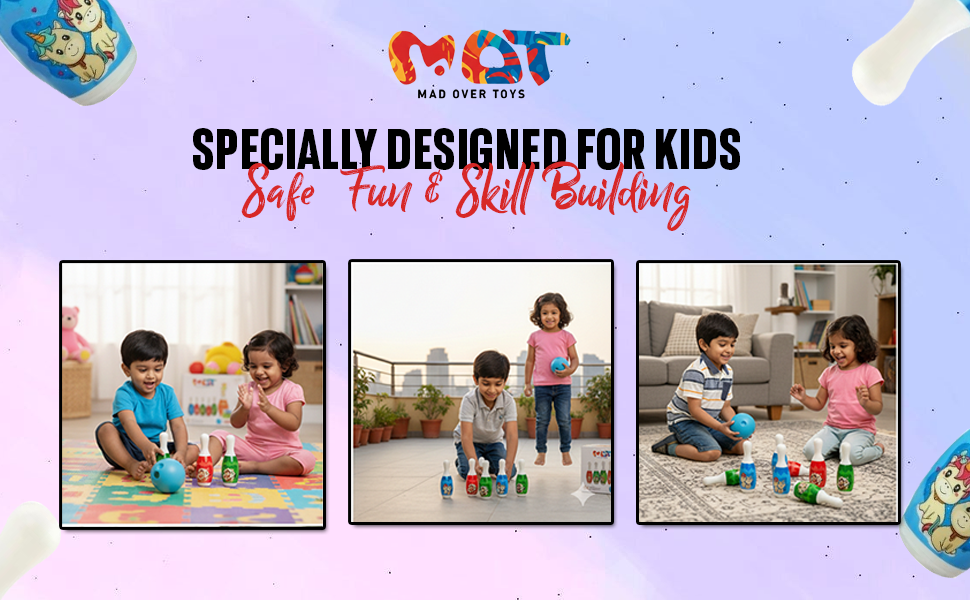 Mad Over Toys Mini Bowling Set Box for Kids – Indoor Bowling Game Toy for Toddlers, Educational Skill-Building Play Set for Hand-Eye Coordination A+ Image 2