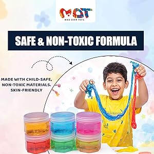 Mad Over Toys Crystal Slime with Sparkly Crystals|Transparent Jelly Slime, Non-Sticky, Stretchy & Stress-Relieving Sensory Toy|Boys & Girls 3+ DIY Creative Clay Toy|Birthday Gift|Party Favor(Pk of 6) A+ Image 1