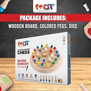 Mad Over Toys Wooden Memory Chess Game for Kids | Educational Board Game for Home, Travel & Gift A+ Image 1