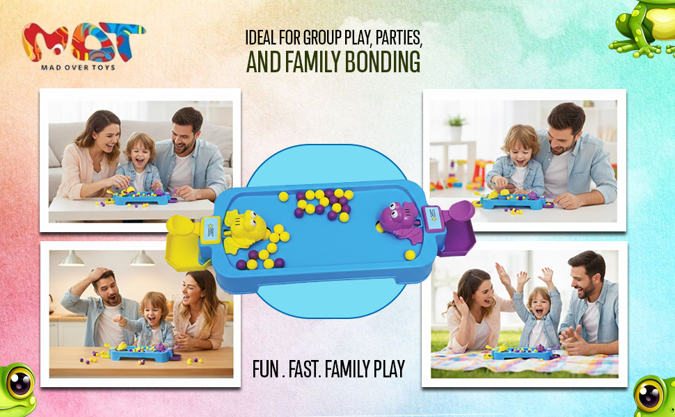 Mad Over Toys Hungry Frog Game 2 Player | Fun Multiplayer Indoor Game for Kids, Family & Gift A+ Image 1