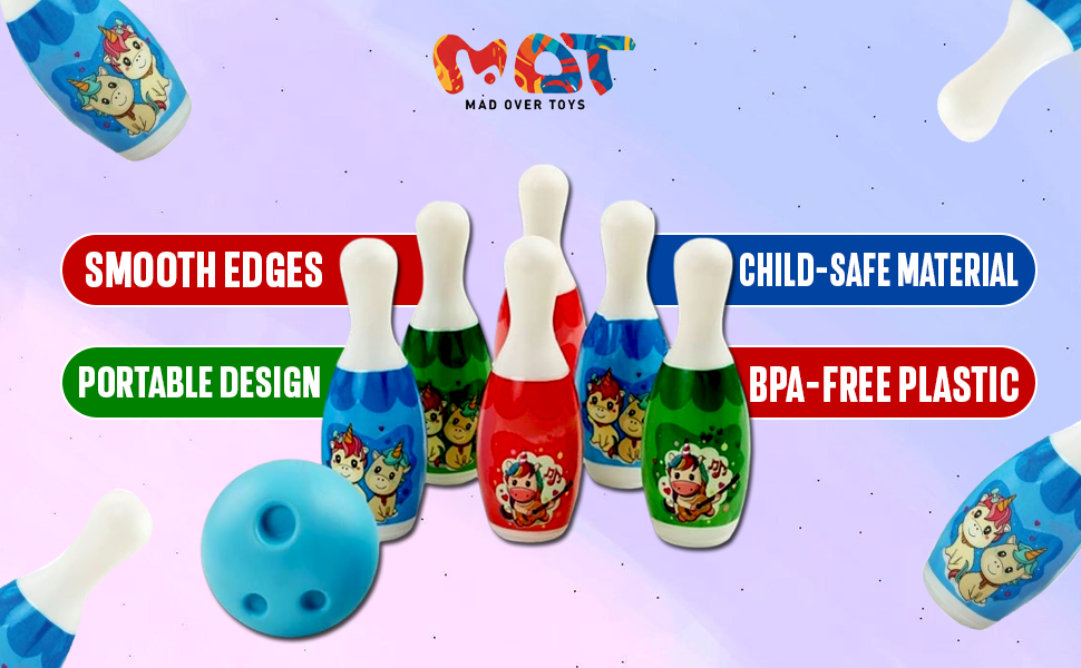 Mad Over Toys Mini Bowling Set Box for Kids – Indoor Bowling Game Toy for Toddlers, Educational Skill-Building Play Set for Hand-Eye Coordination A+ Image 1