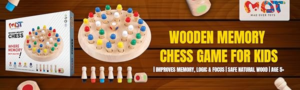 Mad Over Toys Wooden Memory Chess Game for Kids | Educational Board Game for Home, Travel & Gift A+ Image 4