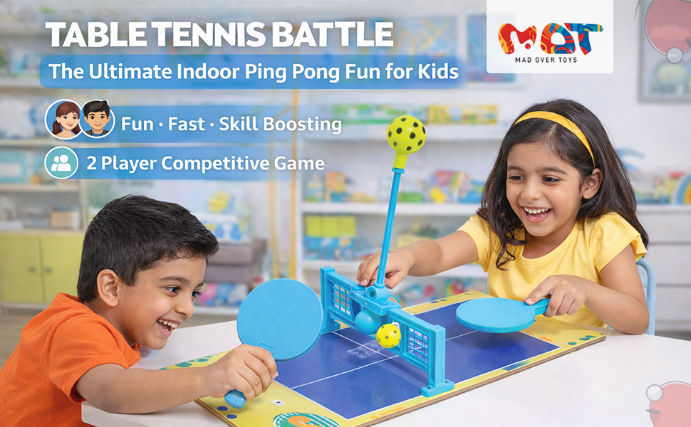 Mad Over Toys Table Tennis Battle Game for Kids | 2 Player Indoor Ping Pong Play Set | Interactive Table Game for Age 5+ A+ Image 4