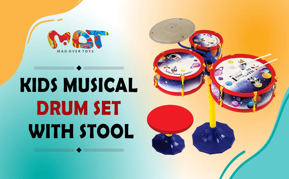 Mad Over Toys Space Little Rockstar Drum Set for Kids – Space-Themed Musical Drum Kit for Toddlers, Beginner Percussion Toy to Build Rhythm & Creativity A+ Image 1