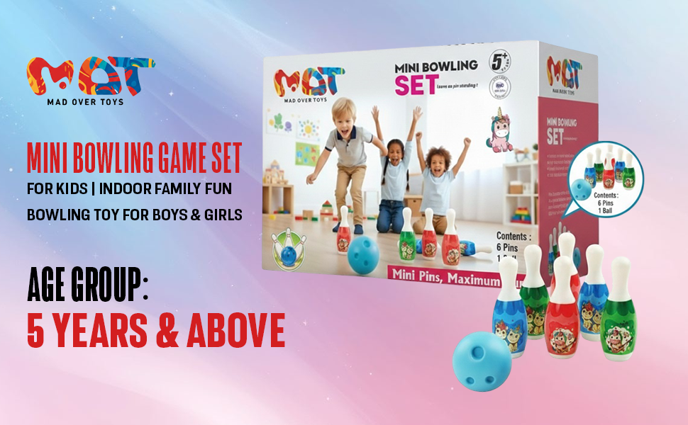 Mad Over Toys Mini Bowling Set Box for Kids – Indoor Bowling Game Toy for Toddlers, Educational Skill-Building Play Set for Hand-Eye Coordination A+ Image 3
