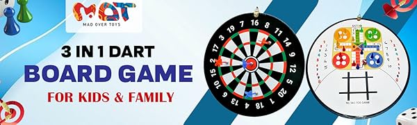 Mad Over Toys 3-in-1 Dart Board Game for Kids & Family | Dartboard with Ludo & Tic Tac Toe | Indoor Fun & Skill Development Game A+ Image 5