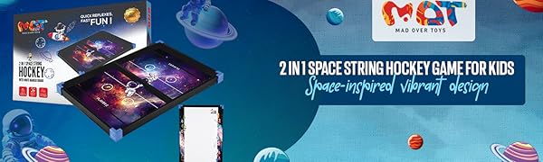 Mad Over Toys 2-in-1 Space String Hockey Game with Whiteboard | Indoor Table Game for Kids | Fun & Skill Development Toy A+ Image 5