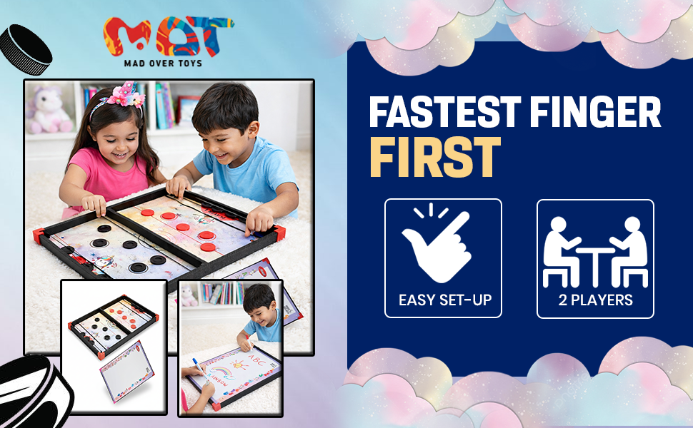 Mad Over Toys 2-in-1 Unicorn String Hockey Game with Whiteboard | Indoor Table Game for Kids | Fun & Educational Toy A+ Image 3