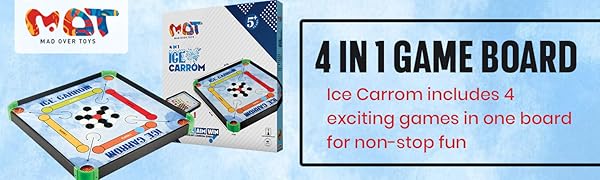 Mad Over Toys Ice Carrom 4-in-1 Board Game | Carrom, Ludo, Snake & More | Indoor Fun & Learning Game for Kids & Family A+ Image 5