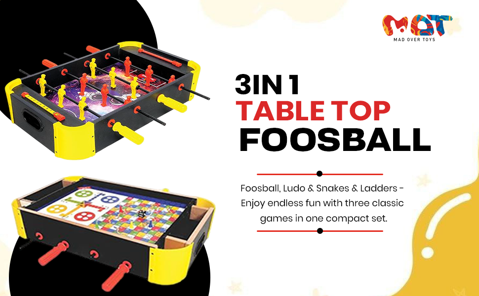 Mad Over Toys 3 In 1 Table Top Foosball Game for Kids | Indoor Multi Game Table for Home, Playroom & Gift A+ Image 4