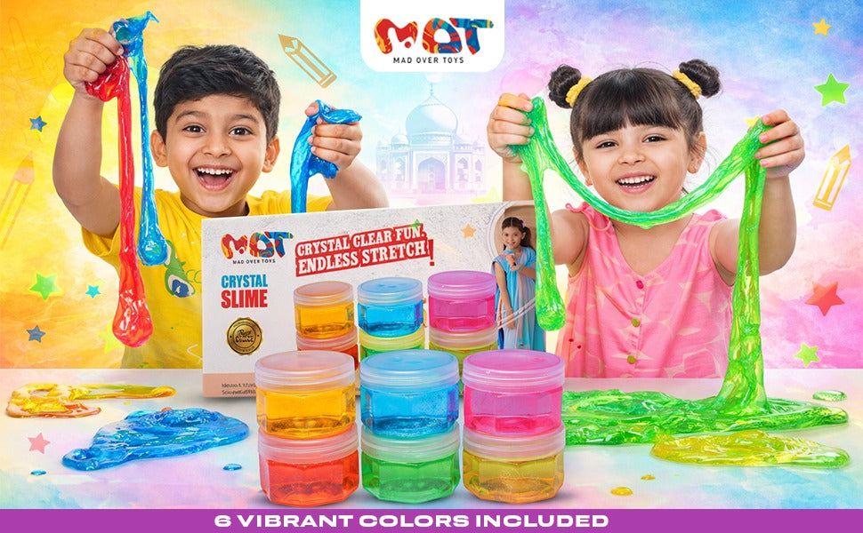 Mad Over Toys Crystal Slime with Sparkly Crystals|Transparent Jelly Slime, Non-Sticky, Stretchy & Stress-Relieving Sensory Toy|Boys & Girls 3+ DIY Creative Clay Toy|Birthday Gift|Party Favor(Pk of 6) A+ Image 5