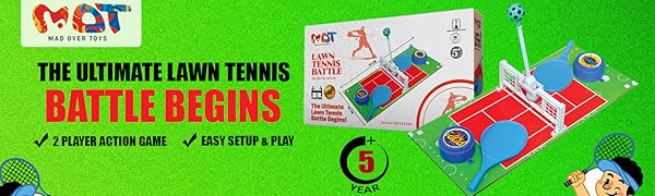 Mad Over Toys Lawn Tennis Battle Game for Kids | 2 Player Table Tennis Toy | Indoor Fun Game for Age 5+ A+ Image 5