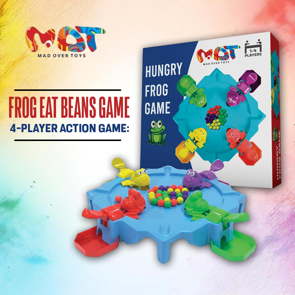 Mad Over Toys Hungry Frog Game 4 Player | Fun Multiplayer Indoor Game for Kids, Family & Gift