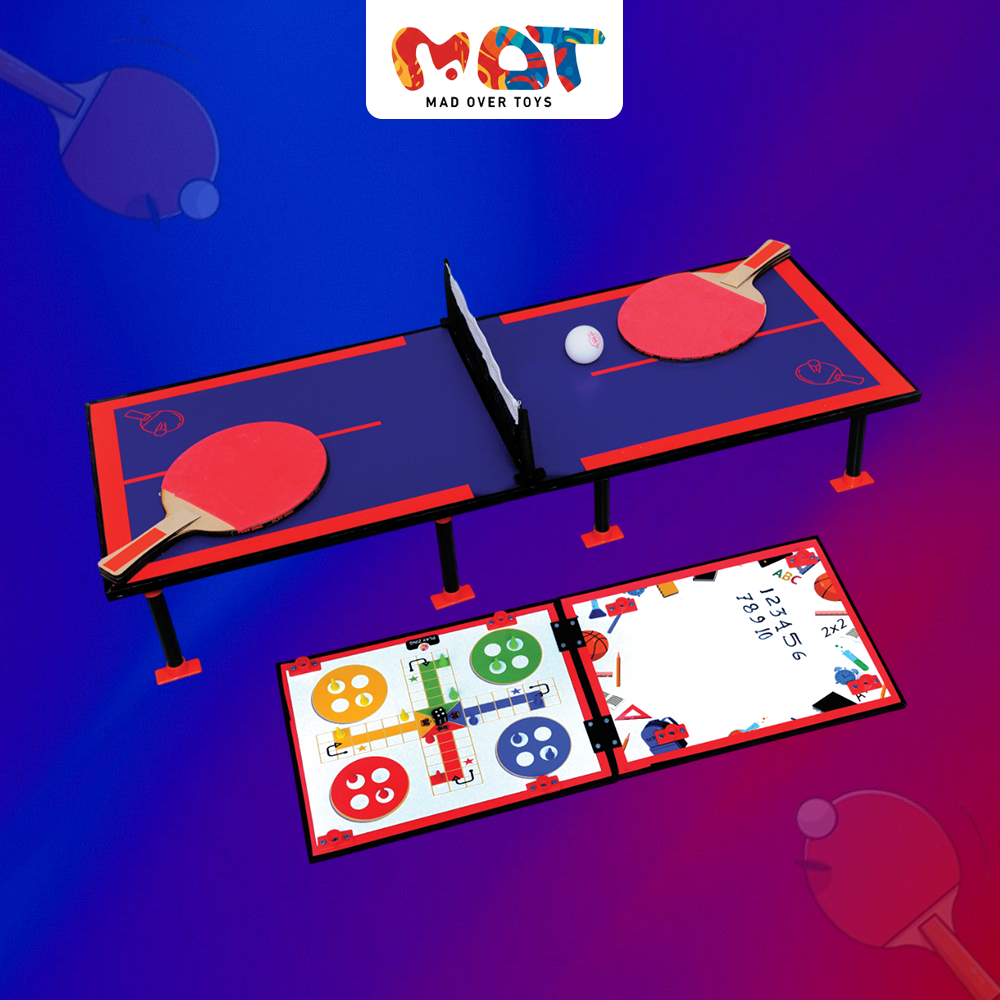 Mad Over Toys My First 3-in-1 Game Set | Mini Ping Pong Table, Ludo & Writing Board | Indoor Fun & Learning Game for Kids