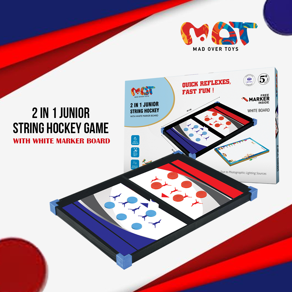 Mad Over Toys 2 In 1 Junior String Hockey for Kids | Indoor Table Game for Home, Playroom & Gift