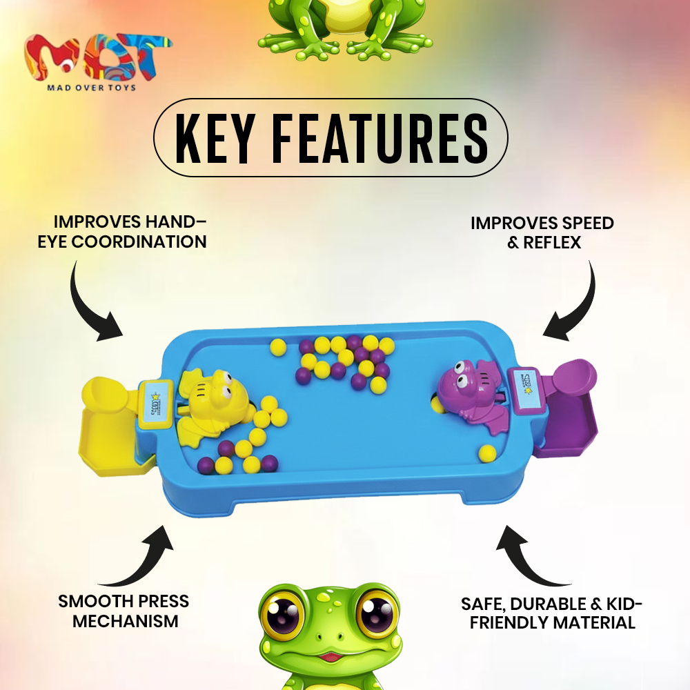 Mad Over Toys Hungry Frog Game 2 Player | Fun Multiplayer Indoor Game for Kids, Family & Gift