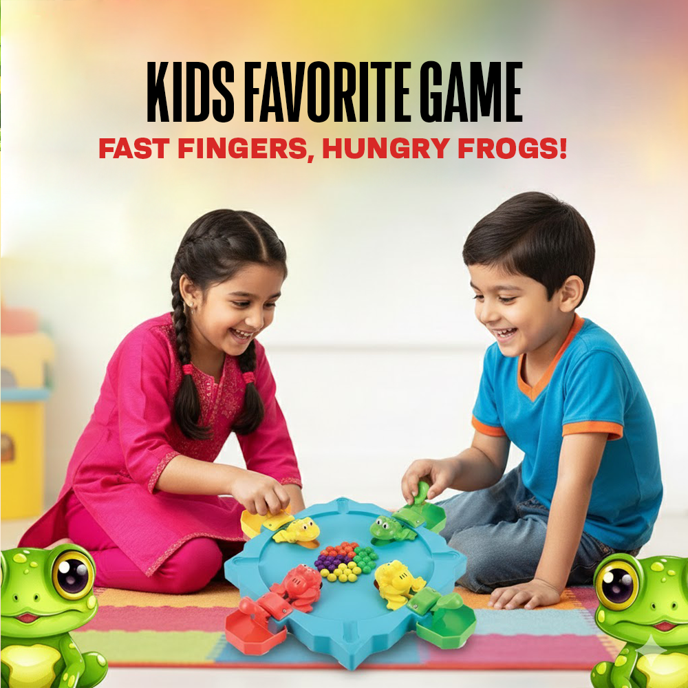 Mad Over Toys Hungry Frog Game 4 Player | Fun Multiplayer Indoor Game for Kids, Family & Gift