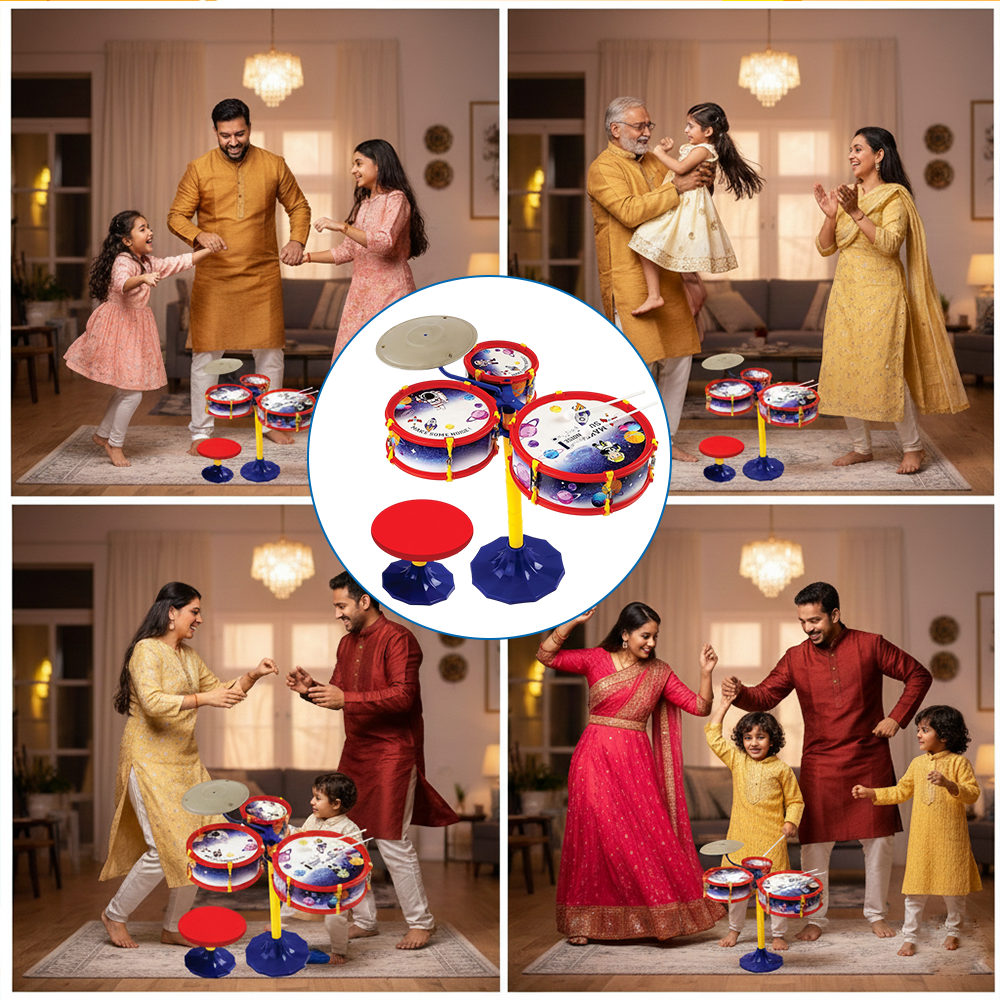 Mad Over Toys Space Little Rockstar Drum Set for Kids – Space-Themed Musical Drum Kit for Toddlers, Beginner Percussion Toy to Build Rhythm & Creativity