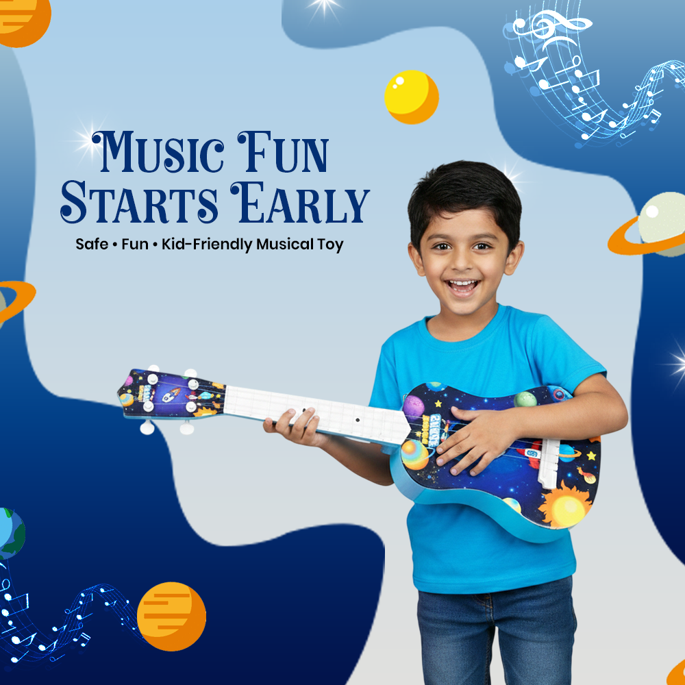 Mad Over Toys Space Little Rockstar Guitar for Kids | Beginner Musical Instrument for Home, Learning & Gift