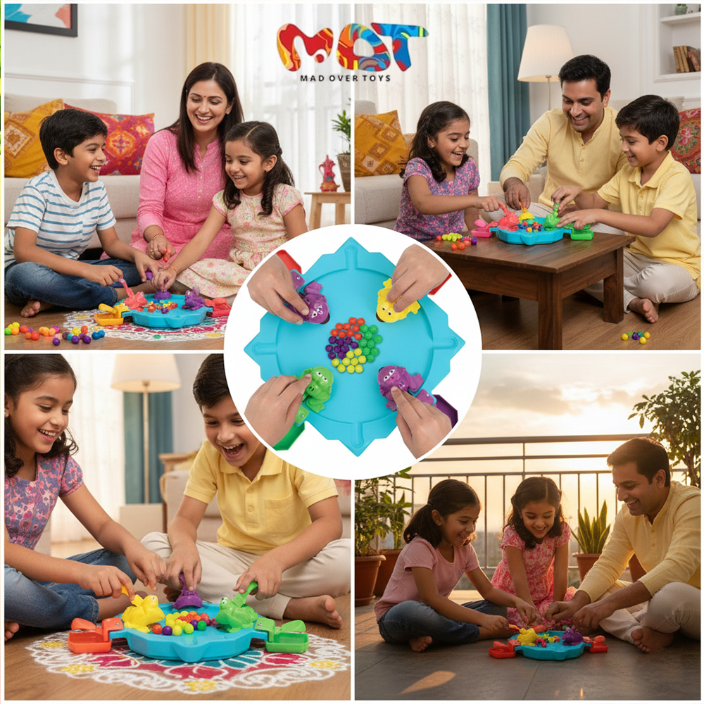 Mad Over Toys Hungry Frog Game 4 Player | Fun Multiplayer Indoor Game for Kids, Family & Gift