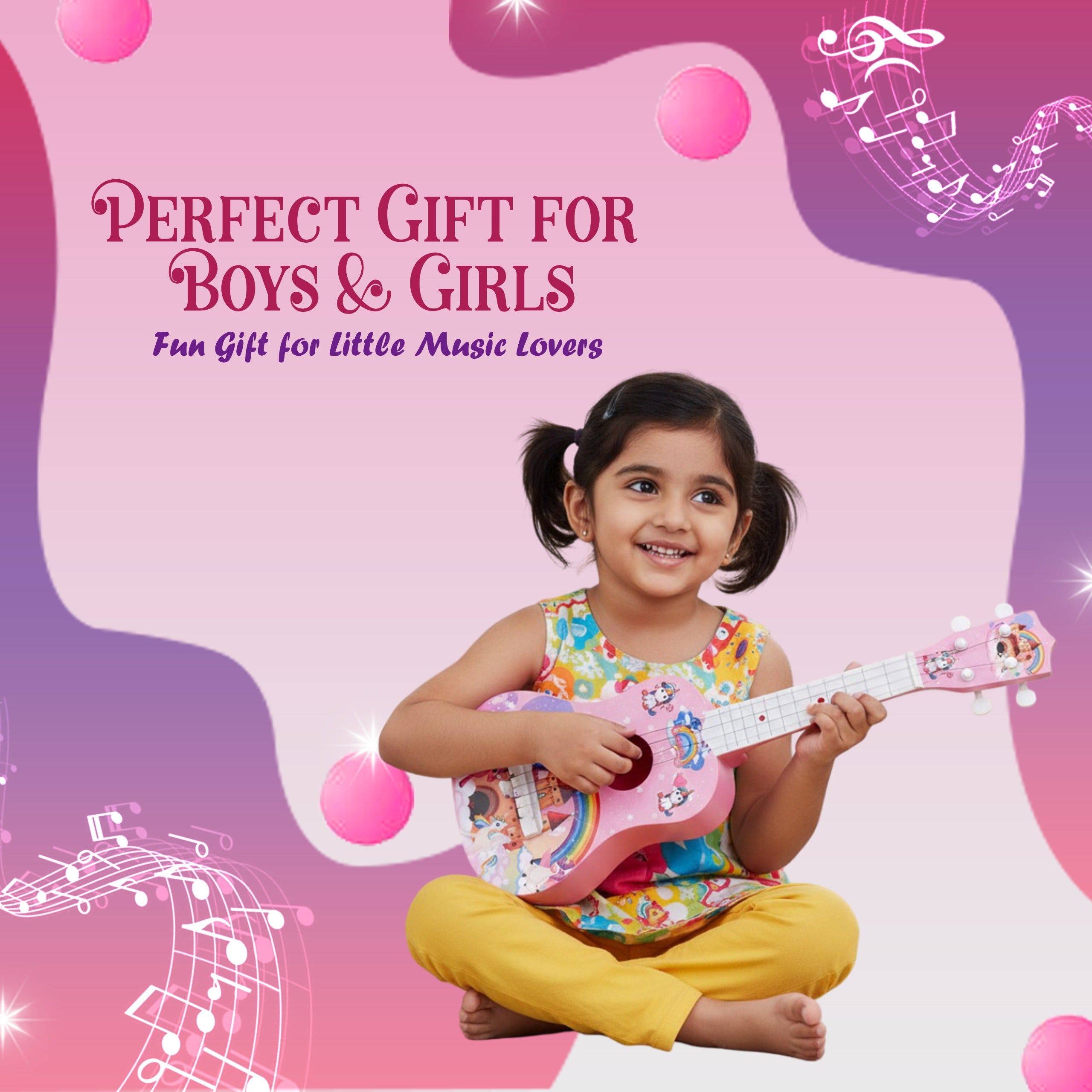 Mad Over Toys Unicorn Little Rockstar Guitar for Kids | Beginner Musical Instrument for Home, Learning & Gift