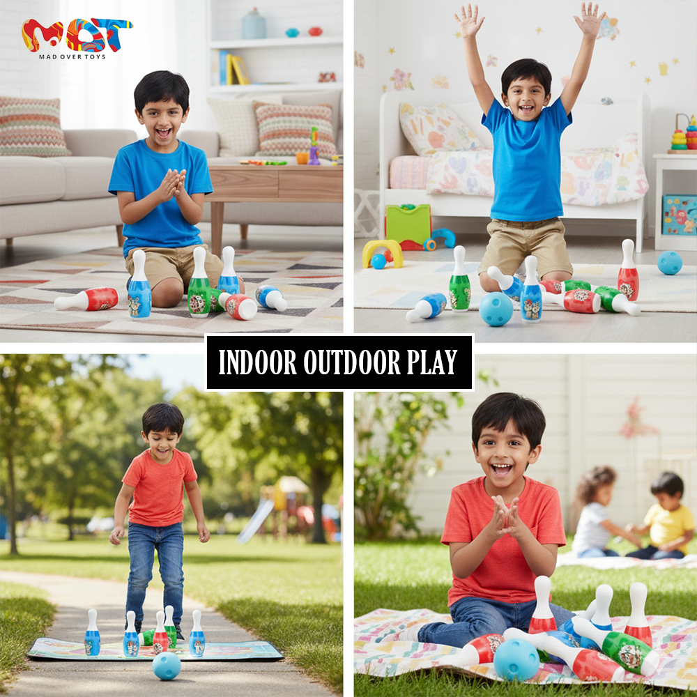 Mad Over Toys Mini Bowling Set Box for Kids – Indoor Bowling Game Toy for Toddlers, Educational Skill-Building Play Set for Hand-Eye Coordination