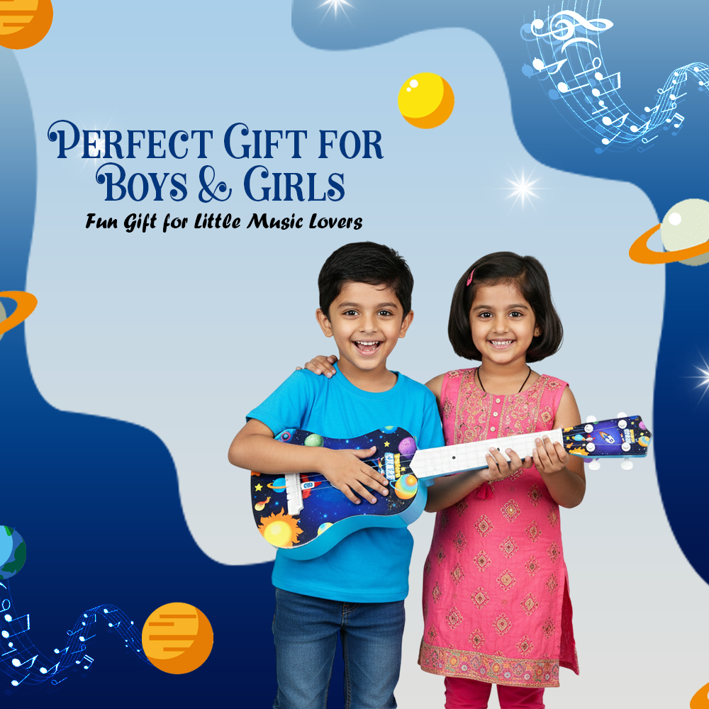 Mad Over Toys Space Little Rockstar Guitar for Kids | Beginner Musical Instrument for Home, Learning & Gift