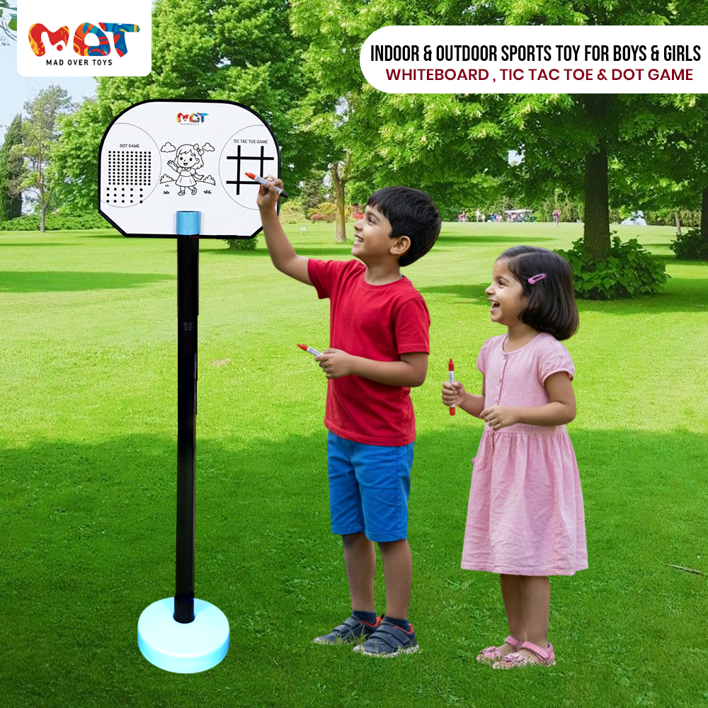 Mad Over Toys 2 in 1 Adjustable Basketball Set for Kids | Height Adjustable Indoor Outdoor Basketball Hoop | Easy Assemble Basketball Toy for Boys & Girls