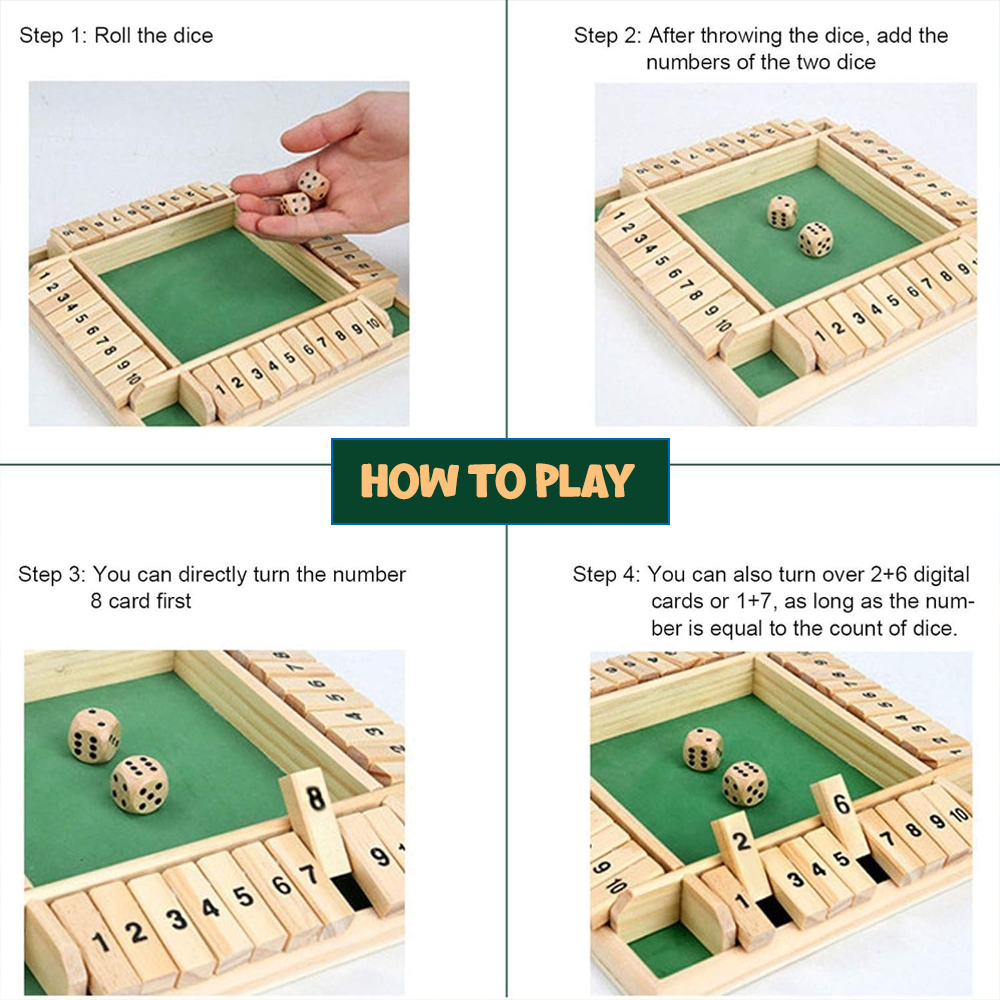 Mad Over Toys Shut The Box Dice Game for Kids & Family | Classic Wooden Math Game for Home, Travel & Gift