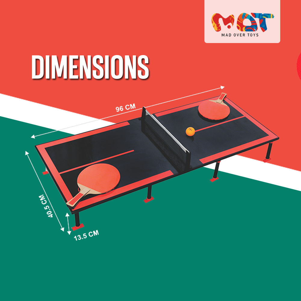 Mad Over Toys 3-in-1 Table Top Ping Pong Trainer Big | Table Tennis Set with Ludo & Whiteboard | Indoor Game for Kids & Family