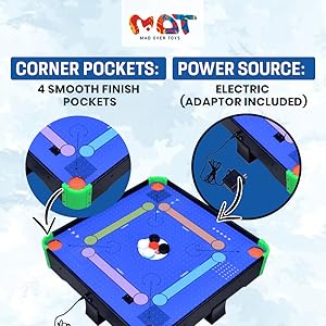 Mad Over Toys Air Carrom Game for Kids & Family | Smooth Air Flow Carrom Board | Indoor Table Game for Ages 5+ A+ Image 1