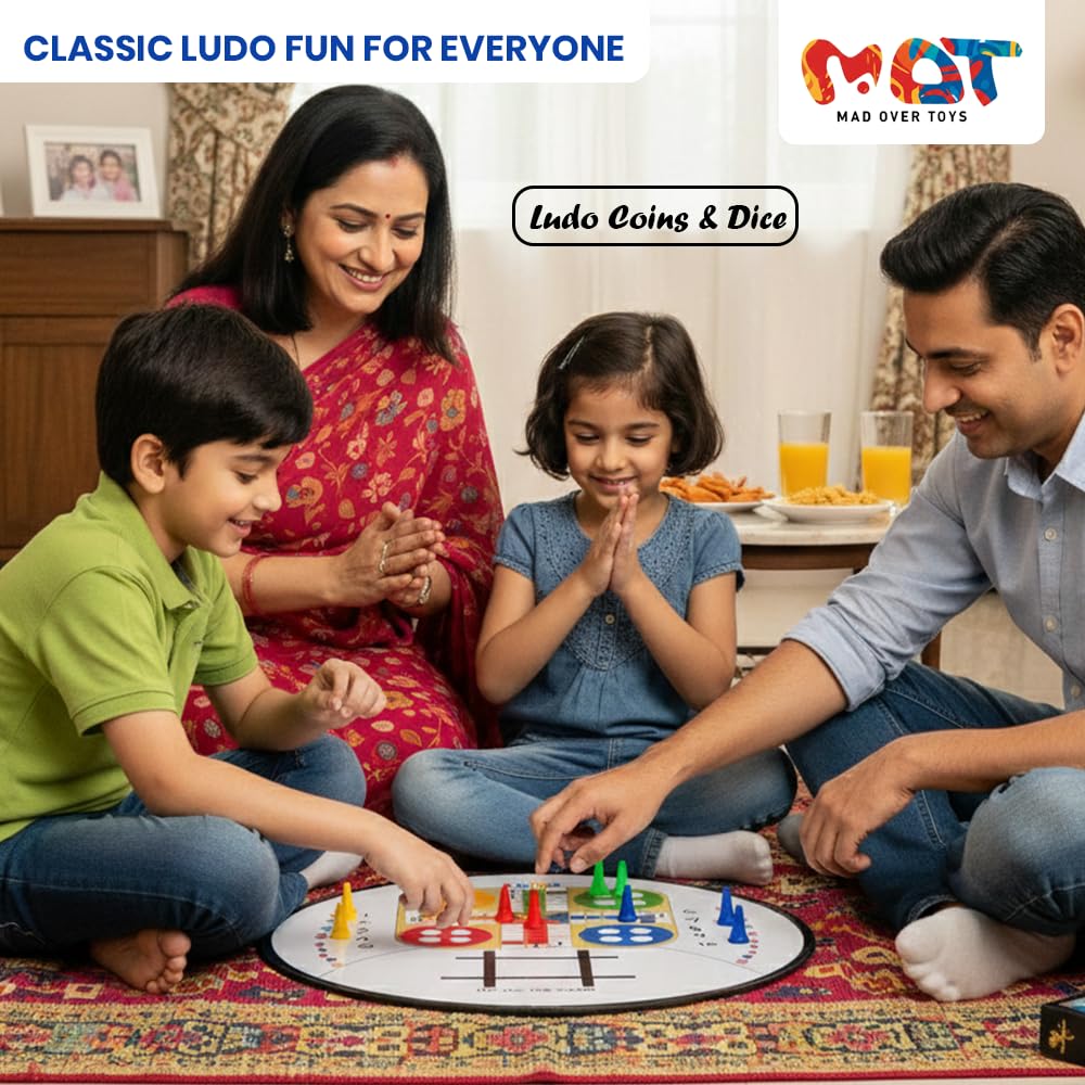 Mad Over Toys 3-in-1 Dart Board Game for Kids & Family | Dartboard with Ludo & Tic Tac Toe | Indoor Fun & Skill Development Game