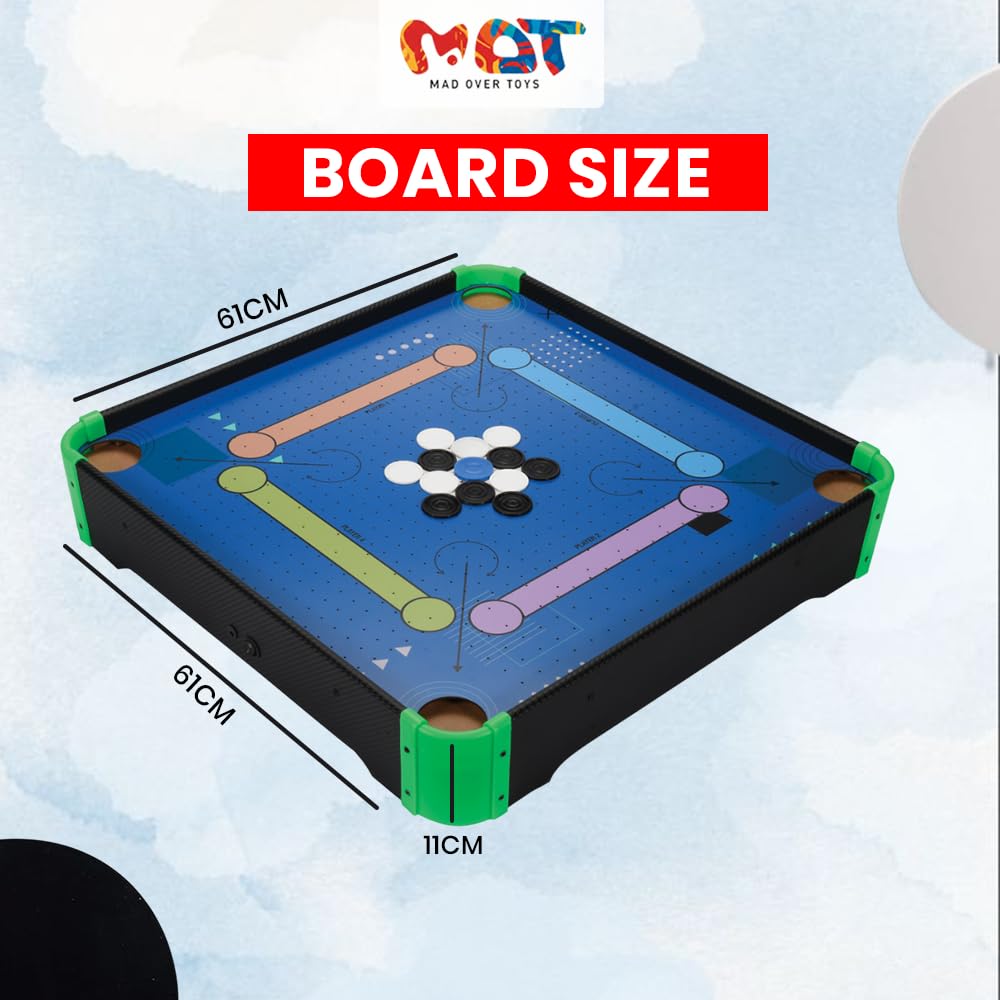 Mad Over Toys Air Carrom Game for Kids & Family | Smooth Air Flow Carrom Board | Indoor Table Game for Ages 5+