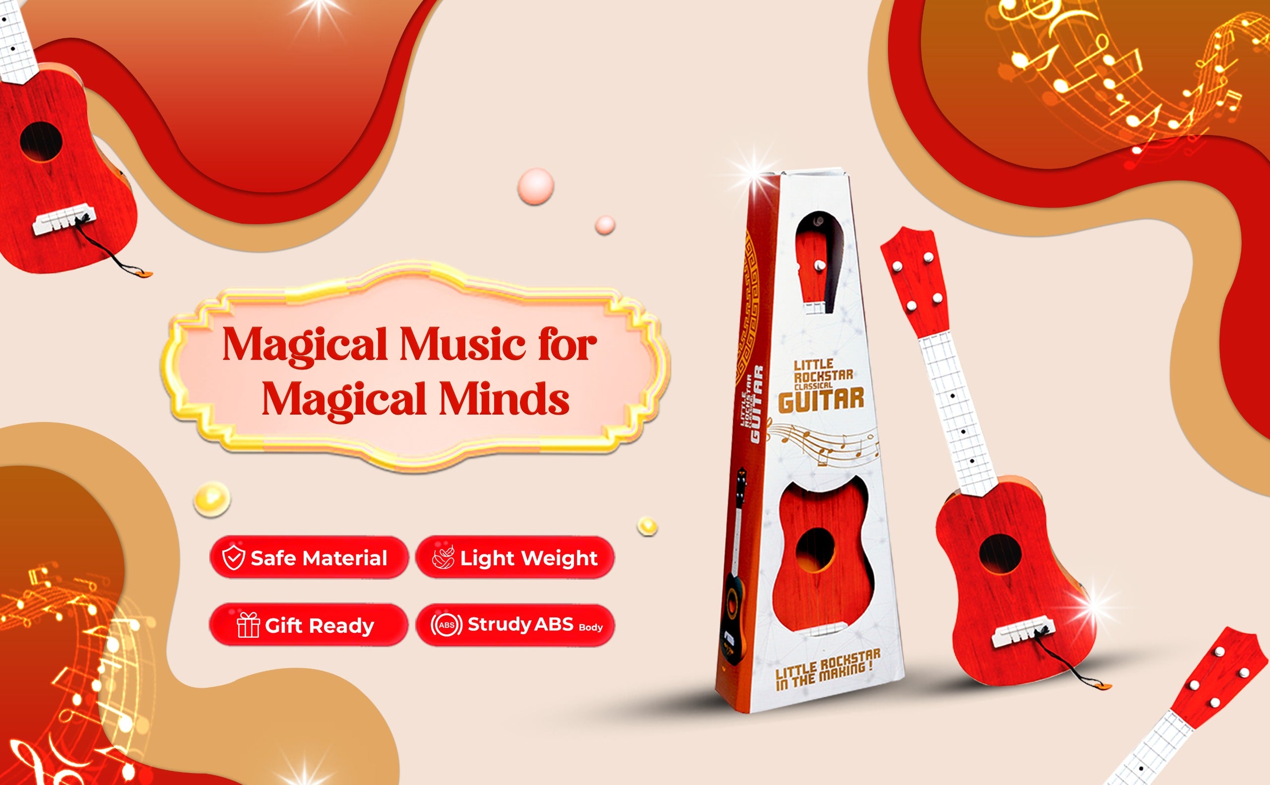Mad Over Toys Little Rockstar Classical Guitar for Kids | Beginner Musical Instrument for Home, Learning & Gift