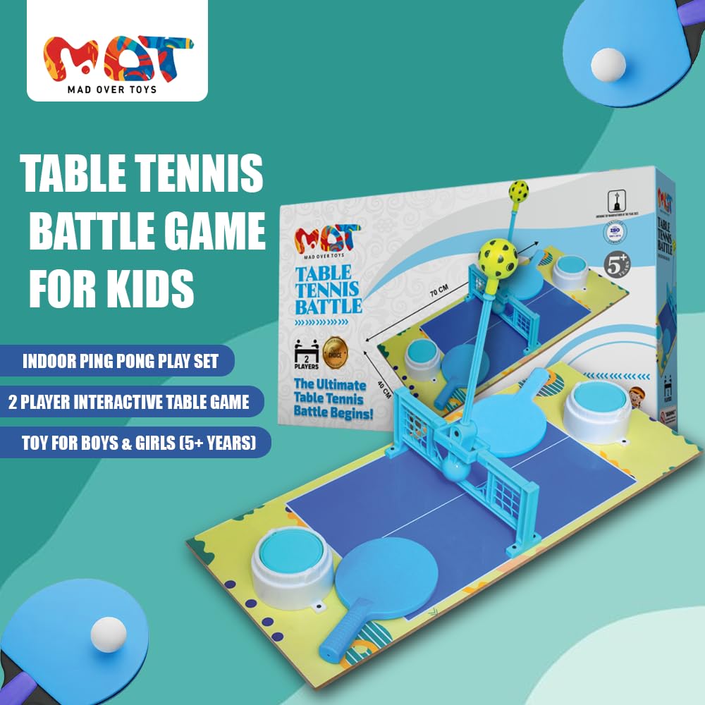 Mad Over Toys Table Tennis Battle Game for Kids | 2 Player Indoor Ping Pong Play Set | Interactive Table Game for Age 5+