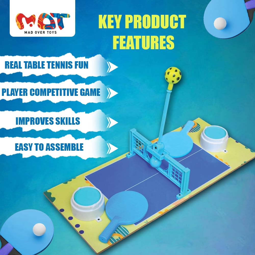 Mad Over Toys Table Tennis Battle Game for Kids | 2 Player Indoor Ping Pong Play Set | Interactive Table Game for Age 5+
