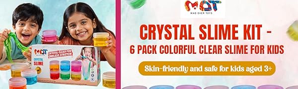 Mad Over Toys Crystal Slime with Sparkly Crystals|Transparent Jelly Slime, Non-Sticky, Stretchy & Stress-Relieving Sensory Toy|Boys & Girls 3+ DIY Creative Clay Toy|Birthday  Gift|Party Favor(Pk of 6) A+ Image 3