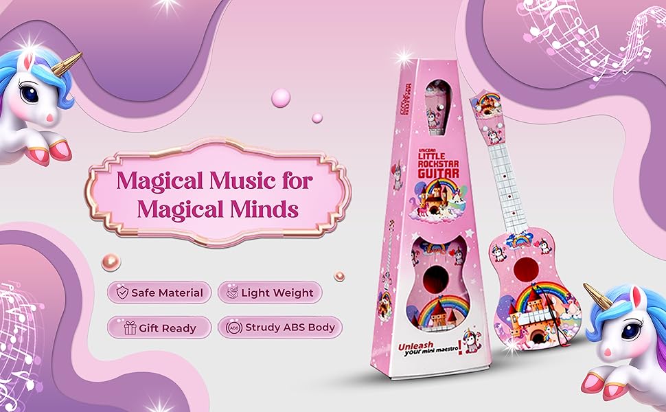 Mad Over Toys Unicorn Little Rockstar Guitar for Kids | Beginner Musical Instrument for Home, Learning & Gift A+ Image 4