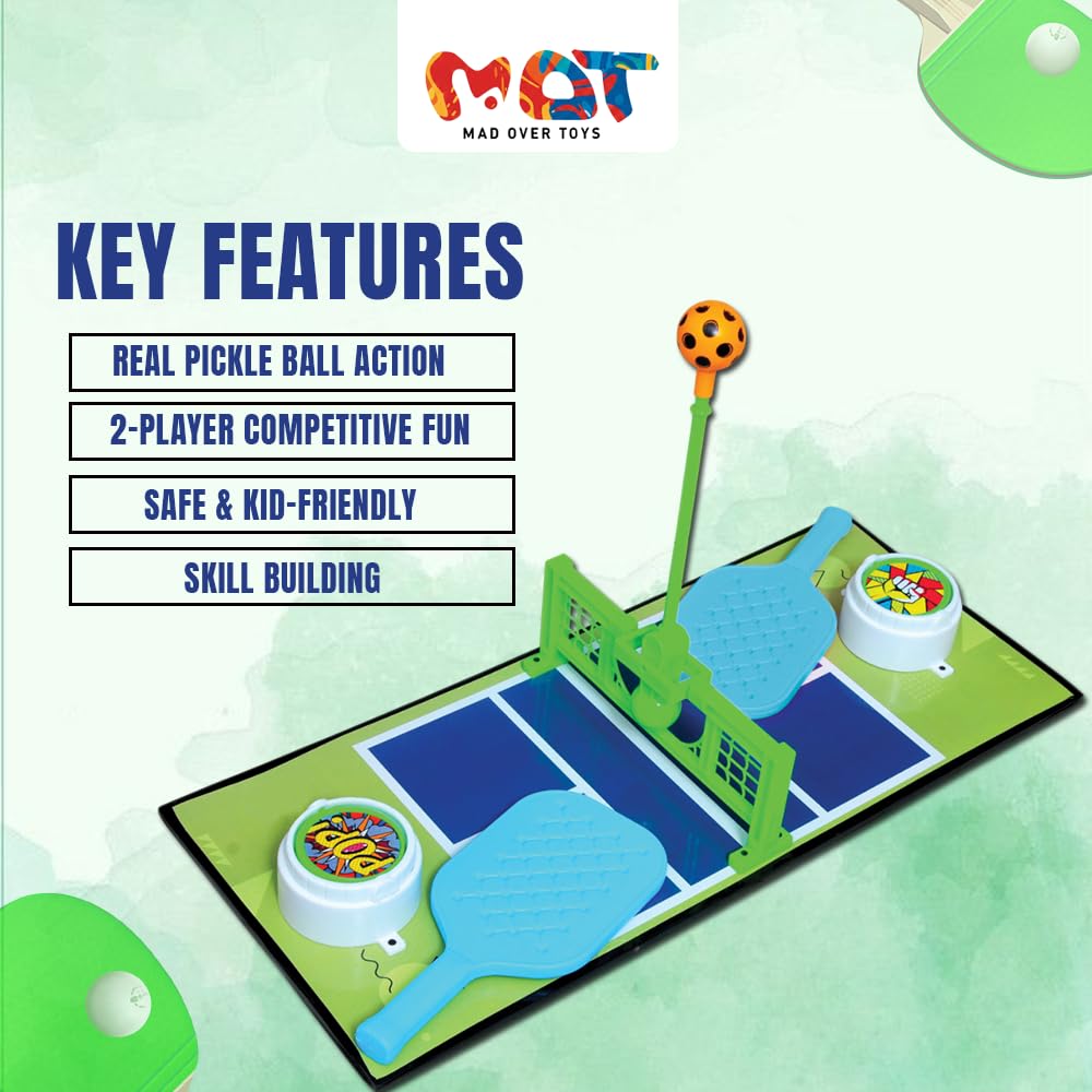 Mad Over Toys Pickle Ball Battle Table Game for Kids | 2 Player Competitive Game | Indoor Fun Toy for Age 5+