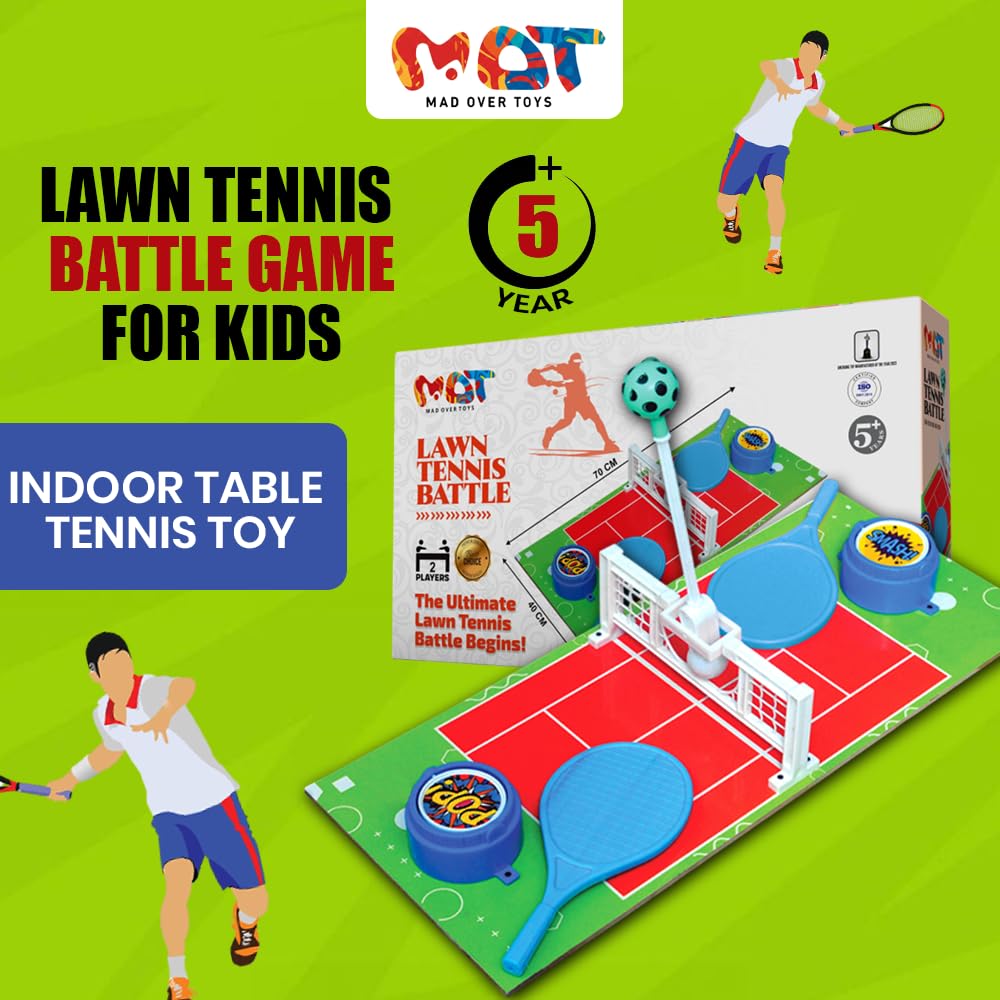 Mad Over Toys Lawn Tennis Battle Game for Kids | 2 Player Table Tennis Toy | Indoor Fun Game for Age 5+