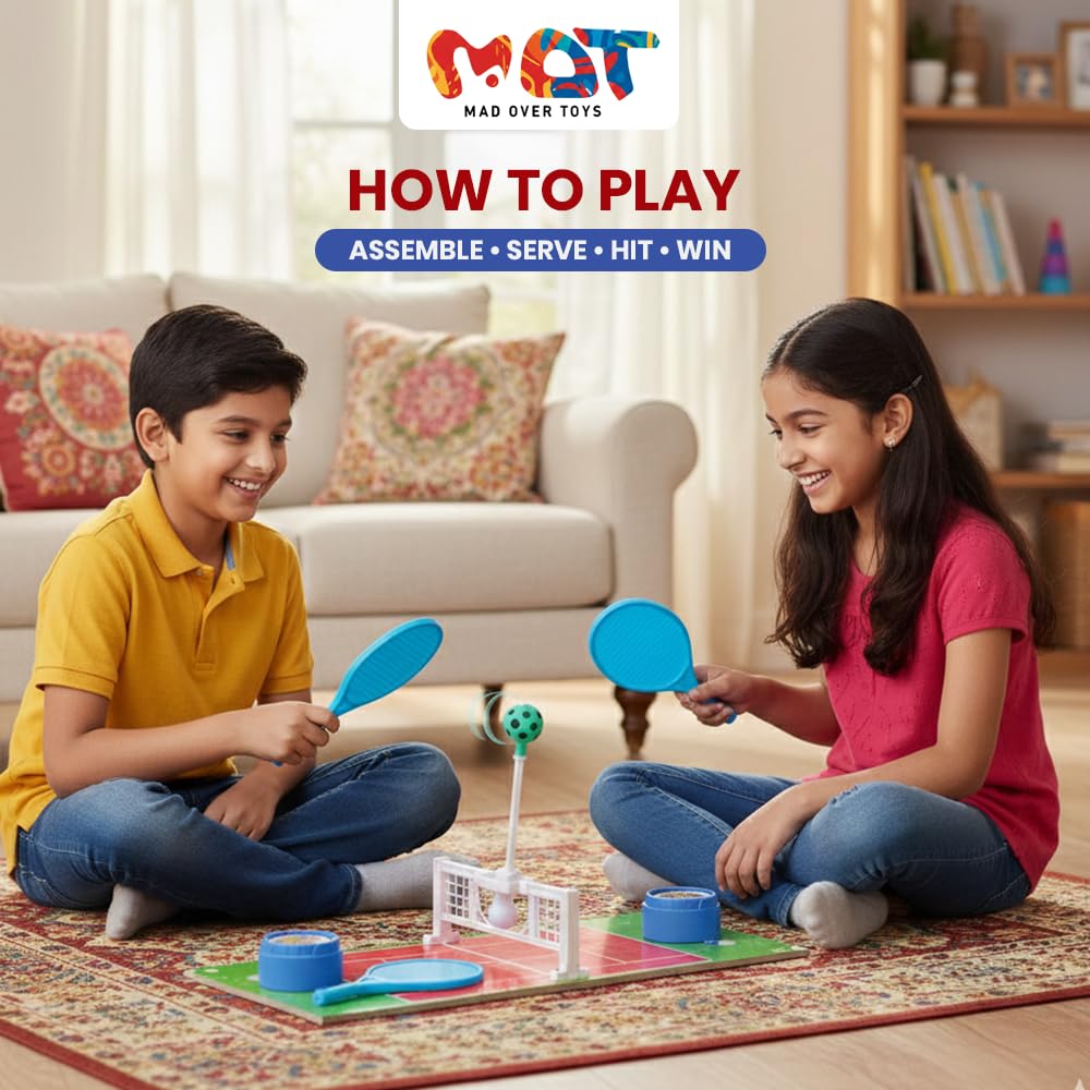 Mad Over Toys Lawn Tennis Battle Game for Kids | 2 Player Table Tennis Toy | Indoor Fun Game for Age 5+
