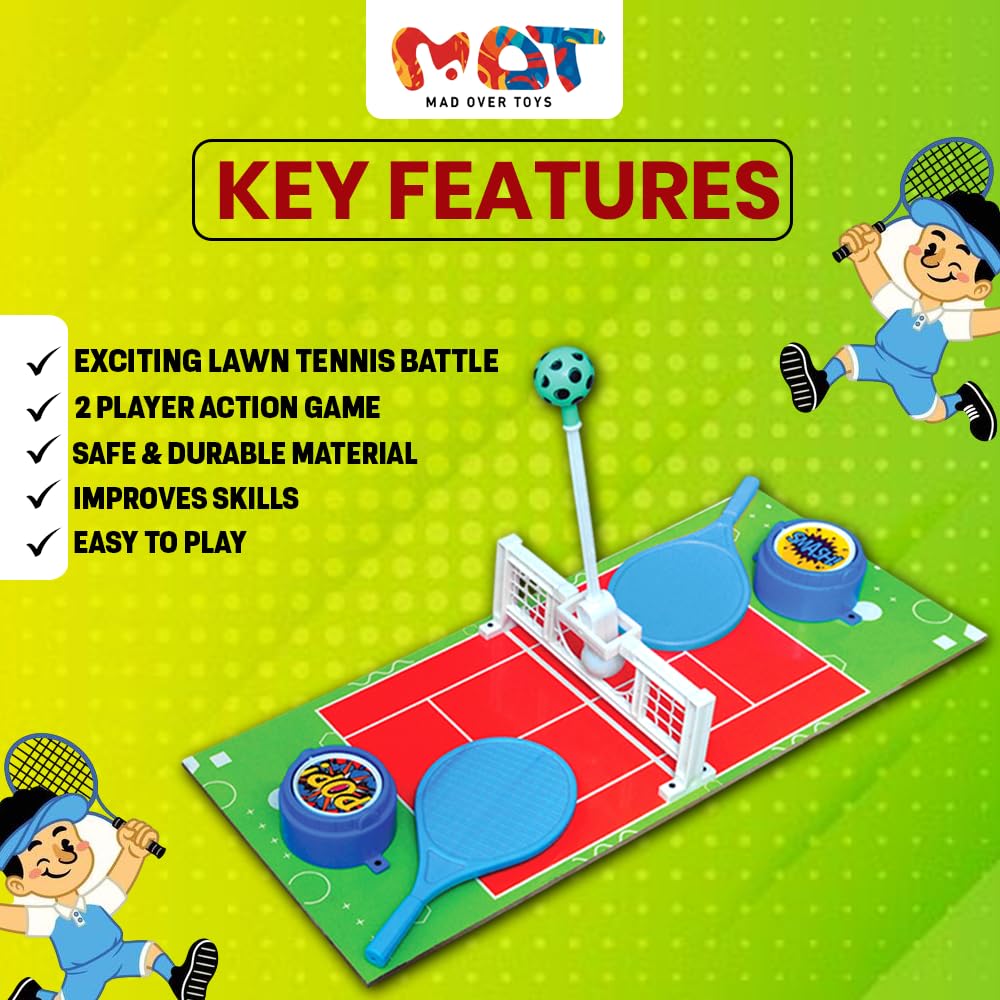 Mad Over Toys Lawn Tennis Battle Game for Kids | 2 Player Table Tennis Toy | Indoor Fun Game for Age 5+