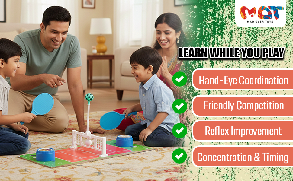 Mad Over Toys Lawn Tennis Battle Game for Kids | 2 Player Table Tennis Toy | Indoor Fun Game for Age 5+ A+ Image 1