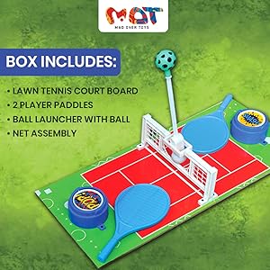 Mad Over Toys Lawn Tennis Battle Game for Kids | 2 Player Table Tennis Toy | Indoor Fun Game for Age 5+ A+ Image 2