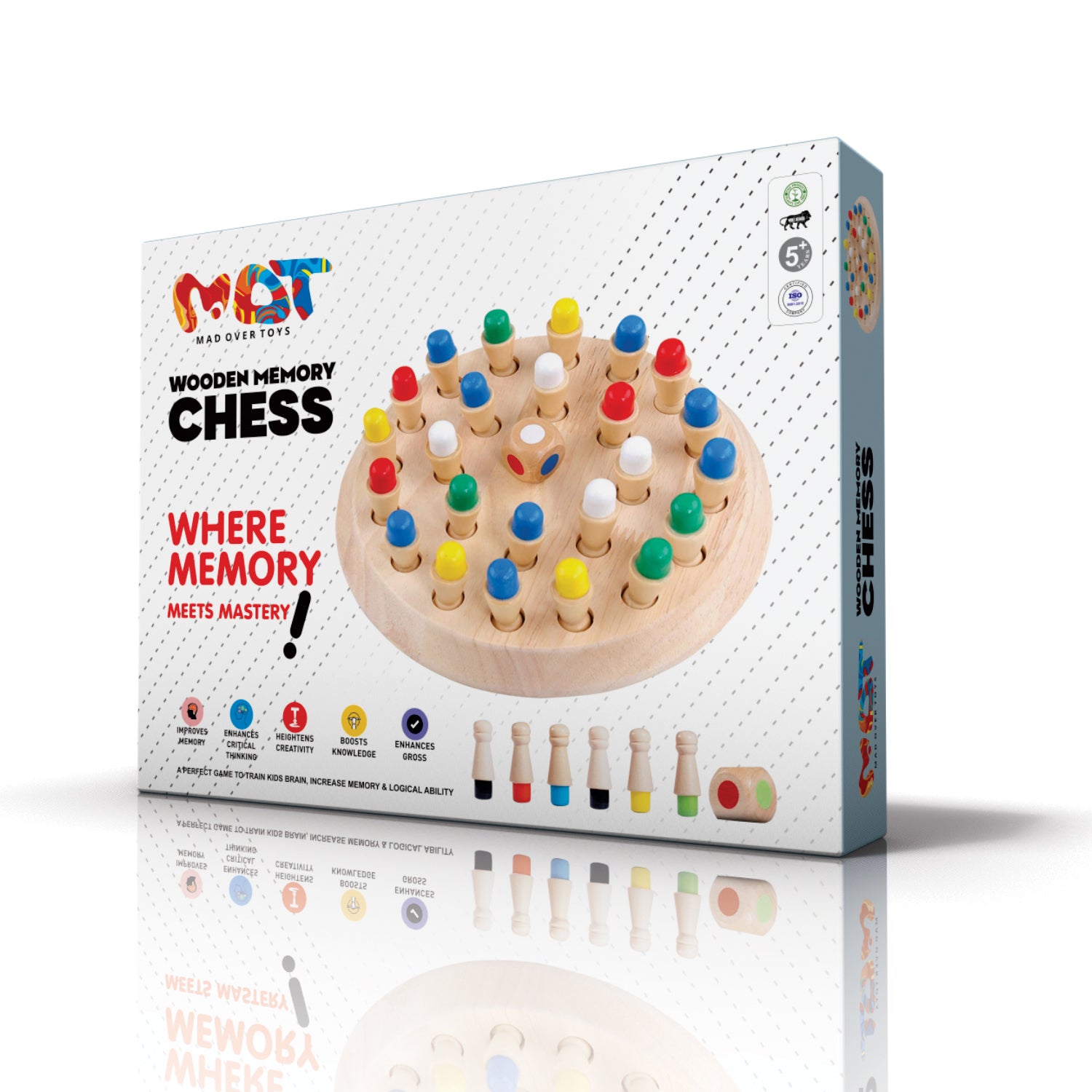 Mad Over Toys Wooden Memory Chess Game for Kids | Educational Board Game for Home, Travel & Gift