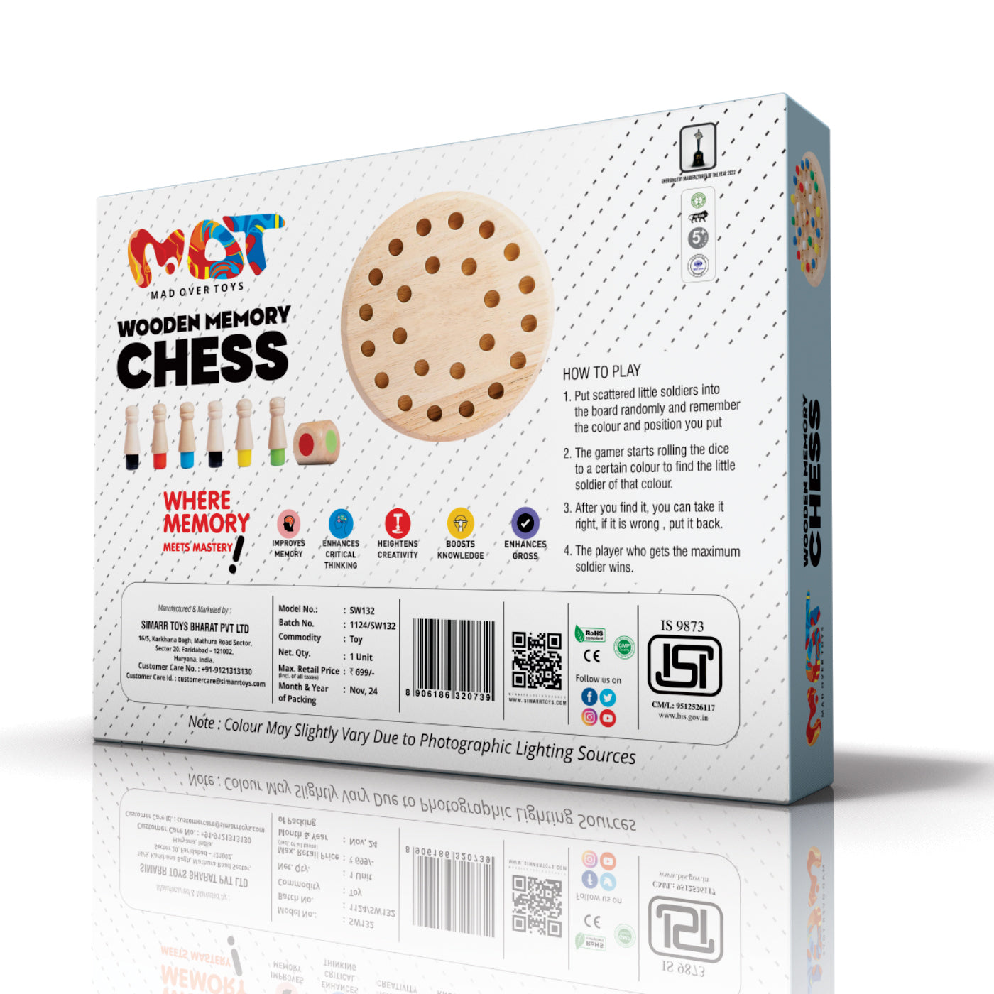 Mad Over Toys Wooden Memory Chess Game for Kids | Educational Board Game for Home, Travel & Gift