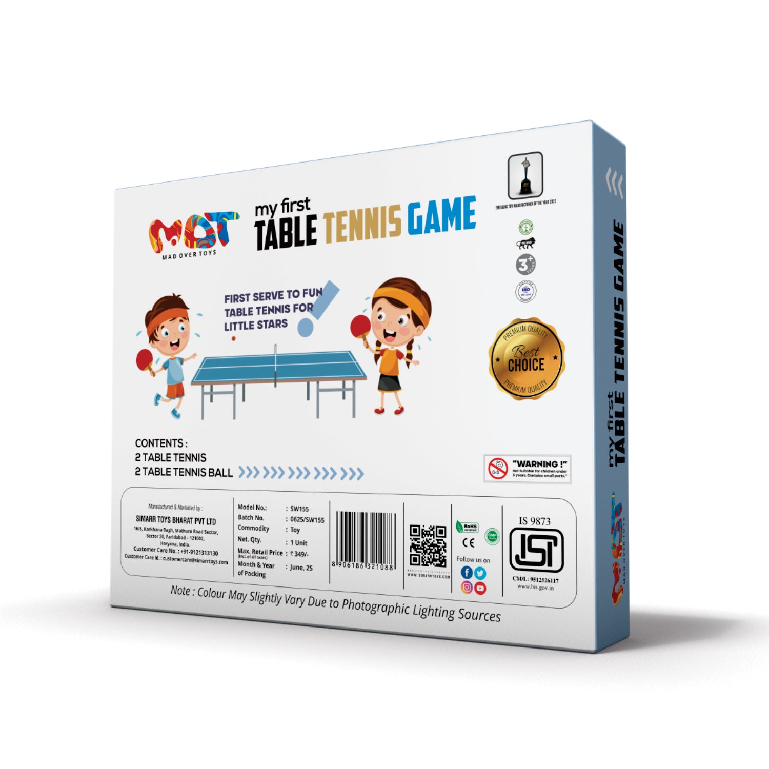 Mad Over Toys My First Table Tennis Set for Kids | Beginner Friendly Indoor Table Tennis Game | Learning Ping Pong Toy for Hand Eye Coordination