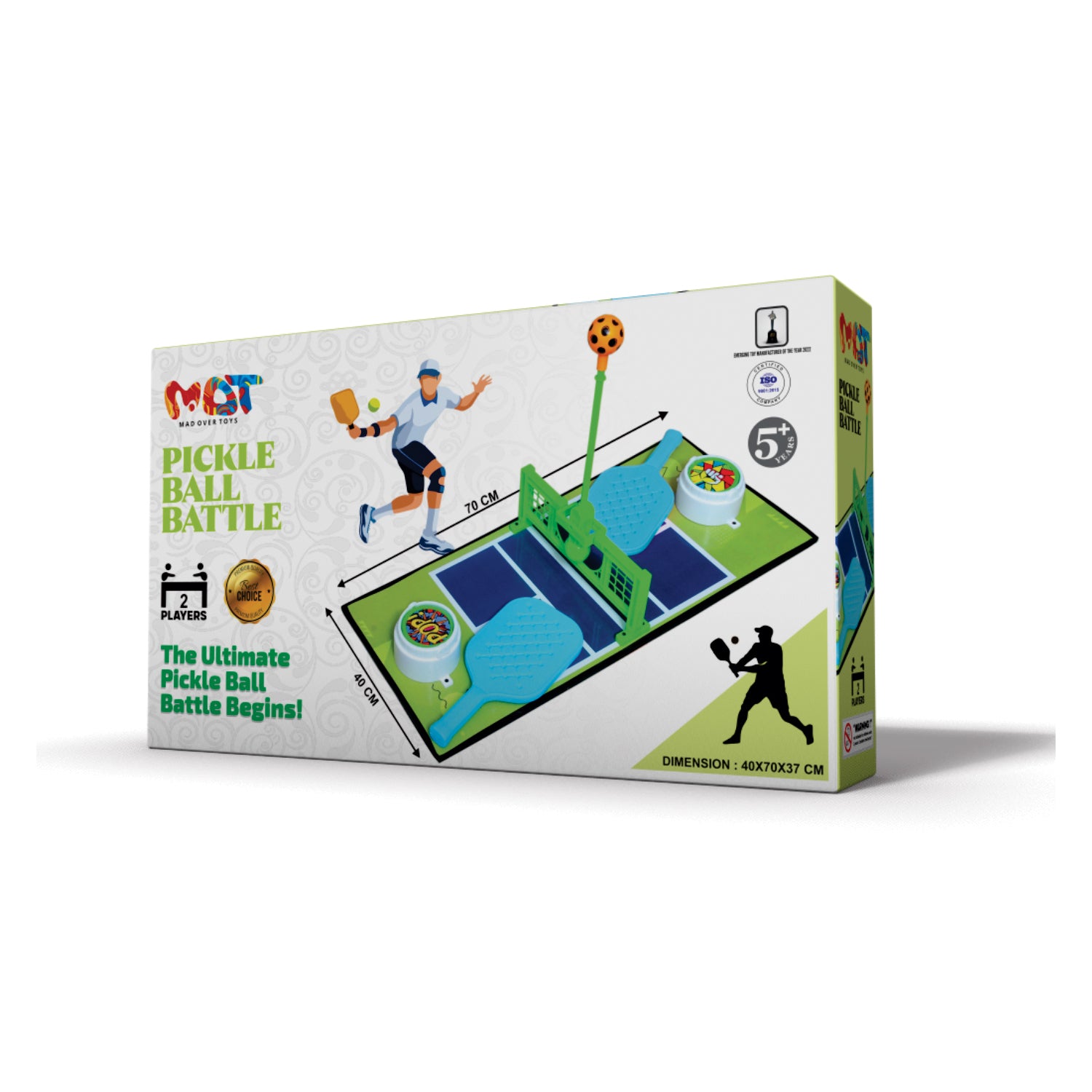 Mad Over Toys Pickle Ball Battle Big Set for Kids & Family | Indoor Outdoor Pickle Ball Game for 2 Players | Fun Competitive Paddle Ball Game for Home Play