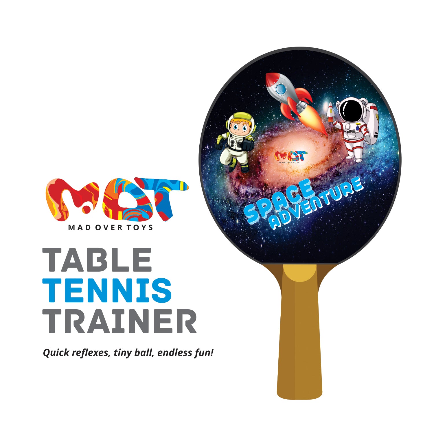 Mad Over Toys Table Tennis Trainer for Kids & Beginners | Solo Practice Ping Pong Training Set | Indoor Table Tennis Practice Toy for Hand Eye Coordination