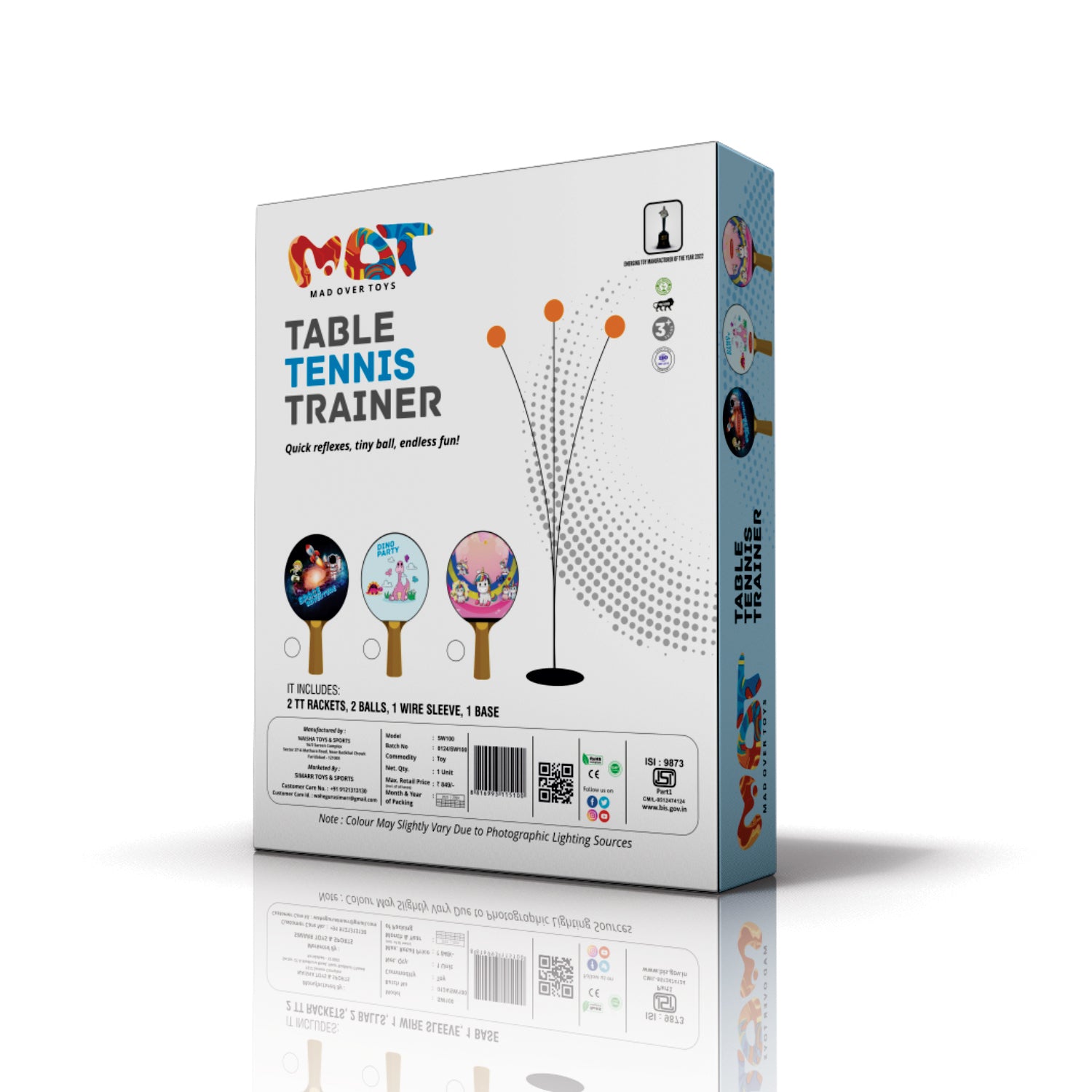 Mad Over Toys Table Tennis Trainer for Kids & Beginners | Solo Practice Ping Pong Training Set | Indoor Table Tennis Practice Toy for Hand Eye Coordination